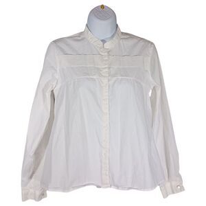 Anne Fontaine Paris Noelise Button Up Shirt Blouse Top White Cotton Womens Small